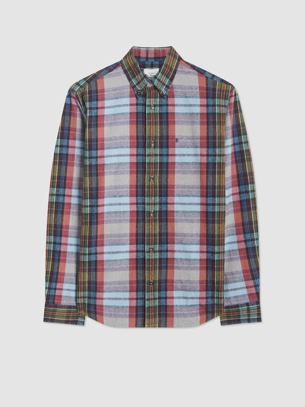 Chemises Ben Sherman Brushed Multicolour Check Oxford Bleu | GFG-00044369